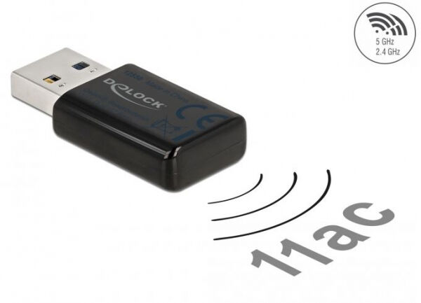 DeLock 12550 - USB 3.0 Dualband WLAN ac/a/b/g/n Micro Stick 867 + 300 Mbps