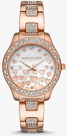 Michael Kors MK Mini Liliane Pavé Rose Gold-Tone Heart Watch - Rose Gold