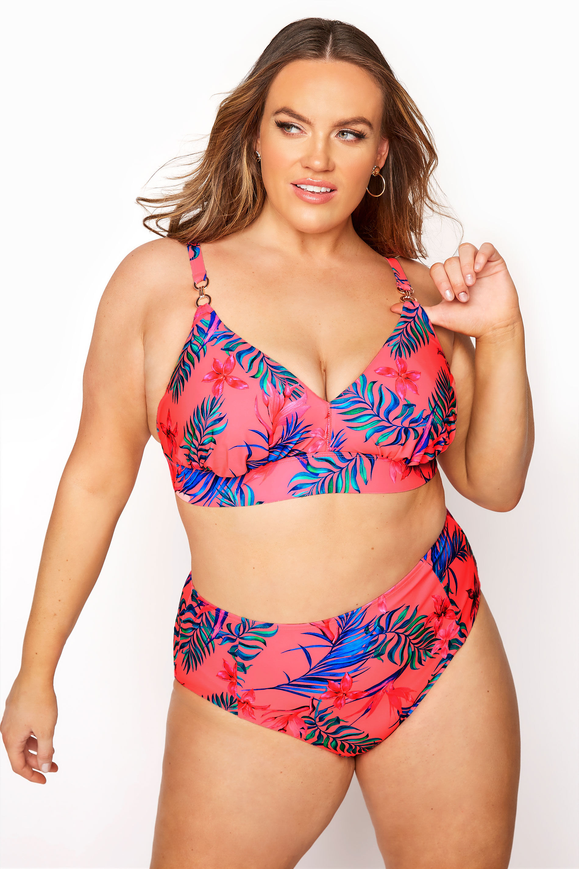 Yours Clothing Bright pink floral bikini briefs