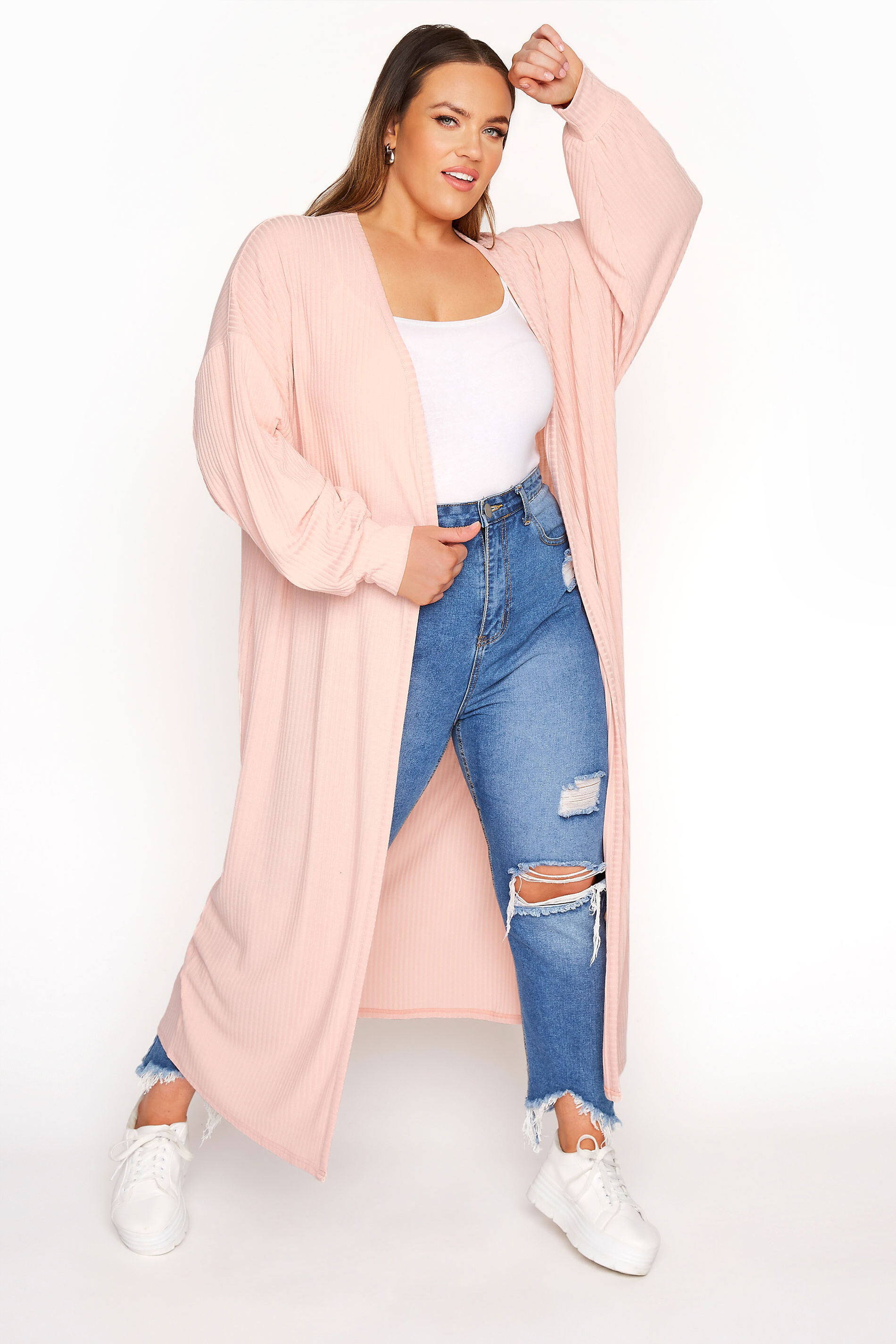 Yours Clothing Plus size limited collection pastel pink long cardigan 22