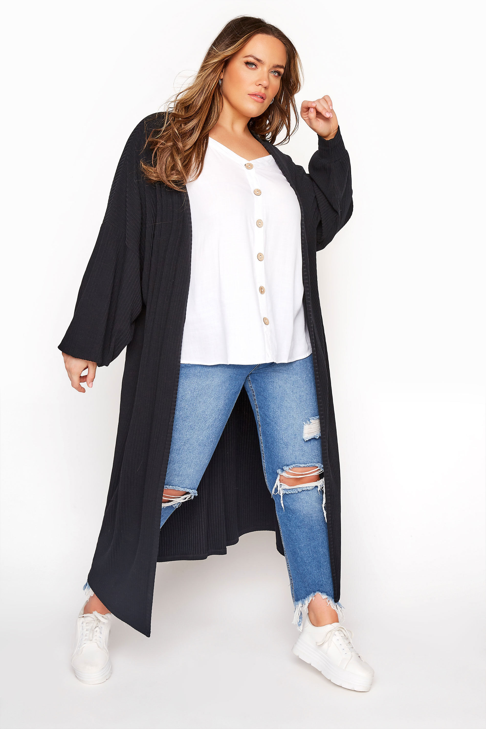 Yours Clothing Plus size limited collection black long cardigan 14