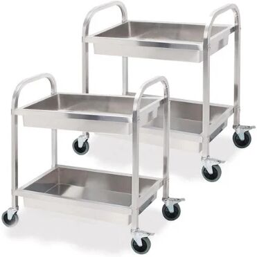 Soga 2 Tier Stainless Steel Kitchen Trolley Bowl Food Cart Small