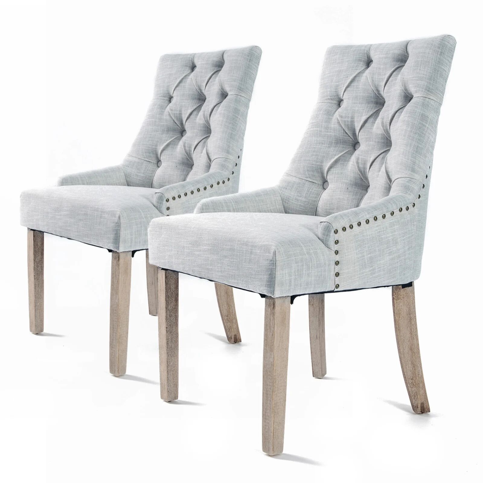 Unbranded 2X French Provincial Oak Leg Chair AMOUR - GREY