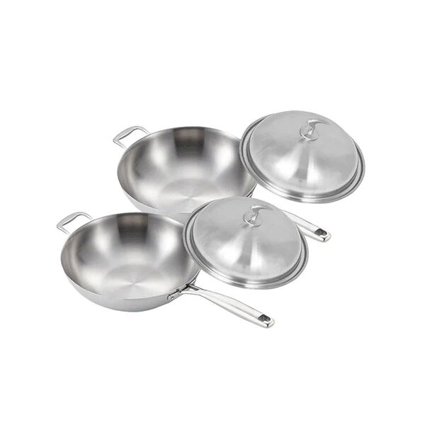 Soga Stainless Steel 34Cm Frying Pan Skillet With Helper Handle And Lid