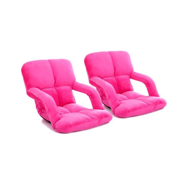 Soga Foldable Cushion Adjustable Lazy Recliner Chair With Armrest Pink
