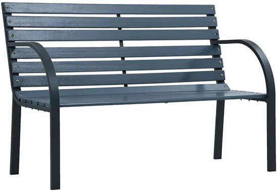 Unbranded Garden Bench 120 Cm Grey Wood And Steel Frame