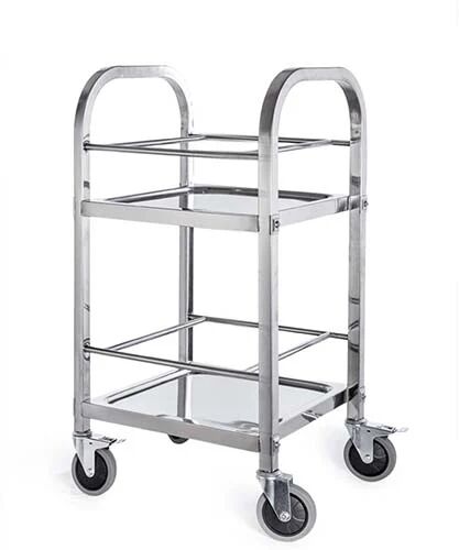 Soga 2 Tier 500X500X950 Stainless Steel Square Tube Drink Wine Cart