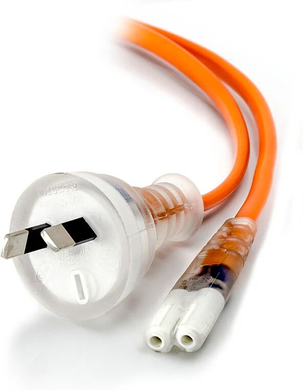 ALOGIC 2m Power Cord - 2 Pin Aus (M) - IEC C7 -Medical Appliance power Cord (Class2) Orange