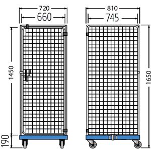 Wanzl Antidiebstahl-Rollbehälter mit Gitterwänden mit Kunststoff-Rollplatte RC/S1 1650