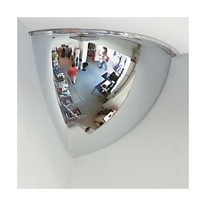 PROREGAL Zwei-Wege-Bobachtungsspiegel mit 90° Blickwinkel aus Acrylglas   Achtelkugel mit Weitwinkel-Wirkung   HxBxT 49x49x40cm   Zum Aufdübeln