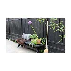 meingartenversand.de Sichtschutzzaun Rustik - Zaunelement aus schwarz farbgrundierten Lamellen aus Kiefer und Fichtenholz in Größe 180 x 180 cm