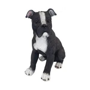 Weitere Dekofigur American Bulldog sitzend 41 x 23 x 32 cm schwarz-weiß