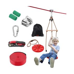 VEVOR Zipline-Set für Kinder & Erwachsene, 20 m Zipline-Sets bis zu 227 kg, Seilrutschen für den Außenbereich im Hinterhof, Spielplatzunterhaltung mit Zipline, Nylon-Sicherheitsgurt & Zubehörsatz