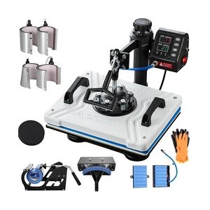 VEVOR 10 in 1 Hitzepresse 38 x 30 cm Transferpresse 360-Grad-Drehbar Multifunktionale Sublimation Weiß Textilpresse Heißpresse Maschine T-Shirtpresse Becherpresse Tassenpresse für Hüten Tellern Tassen