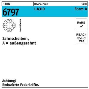 Zahnscheibe DIN 6797 Form A außengezahnt A 3,2 1.4310