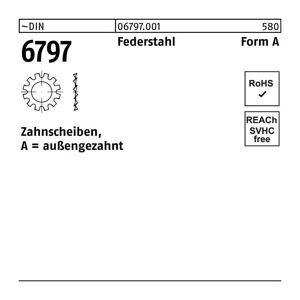 Zahnscheibe DIN 6797 Form A außengezahnt A 5,3 Federstahl