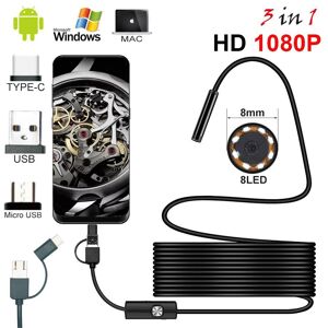 Aokashi 8,0-Mm-Endoskopkamera, 1080p Hd, Usb-Endoskop Mit 8 Leds, 1/2/5 M Kabel, Wasserdichtes Inspektionsendoskop Für Android-Pc