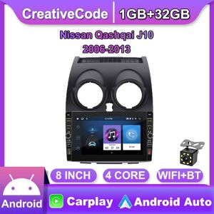 Creativecode 8 Zoll Android Autoradio Multimedia Video Player Für Nissan Qashqai J10 2006-2013 Mit Knopf Knopf Wifi Bt 2 Din 1+32gb