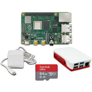 Raspberry Pi 4 Modell B Bundle Offiz.Teile Rot/weiß Rpi Mit 8gb Ram Sandisk Microsd 64 Gb