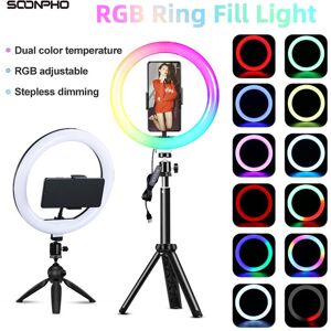 Super Talent Rgb-Led-Ringlicht Mit Ständer, Bunte Beleuchtung, 16 Farblicht, 3 Normale Modi, Dimmbares Selfie-10-Zoll-Ringlicht Für Youtube-Videos