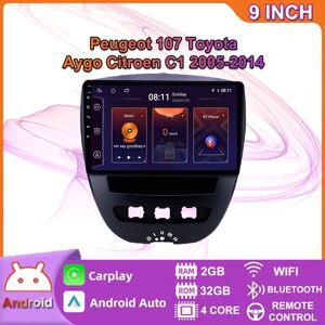 Baodandp Android 2 Din Auto-Multimedia-Player Für Peugeot 107 Toyota Aygo Citroen C1 2005-2014 Head Unit Stereo Carplay Gps Navigation Bt Wifi 2 + 32 Gb