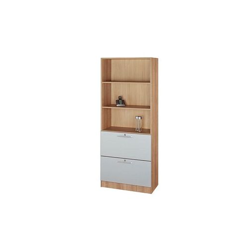 HAMMERBACHER Regalschrank 7300 RE, V7300/N/S/RE nussbaum, silber 80,0 x 42,0 x 200,4 cm