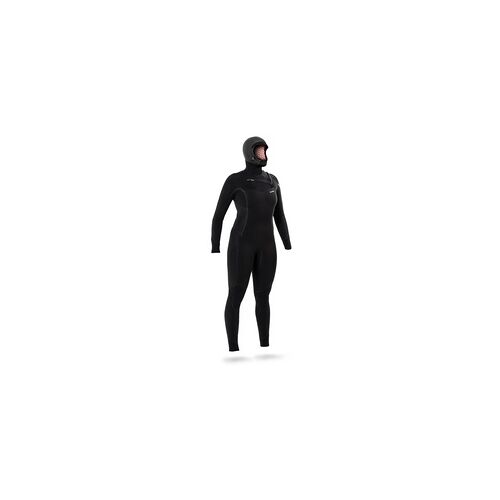 OLAIAN Neoprenanzug Surfen Damen 5/4 mm mit Kapuze und Brustreissverschluss, schwarz, XL