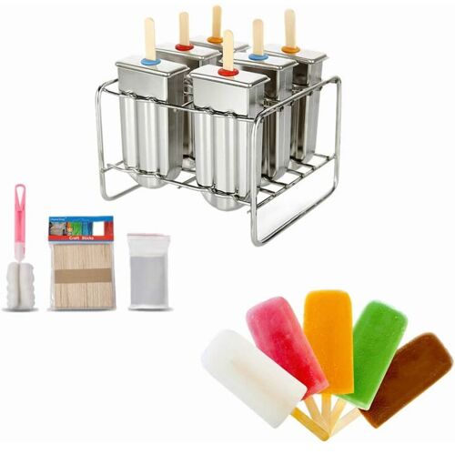 OUYIDA Eis am Stiel-Form,Edelstahl-Eis am Stiel-Form,Eiscreme-Form mit Stockhalter-Basis,Lolly Maker-Set,DIY-Eisform-Maker-Gefrierschrank-Set von 6