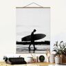Stoffbild mit Posterleisten Surferboy im Schattenprofil