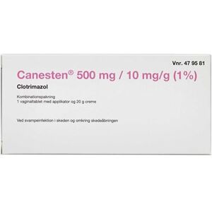 Canesten 500 mg + 10 mg/g 1 pakning Vaginaltabletter og creme 2care4