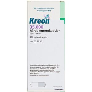 Orifarm Kreon 35.000 Lipase 35.000 EP-e (Håndkøb, apoteksforbeholdt) 100 stk Enterokapsler, hårde - Maveenzymer