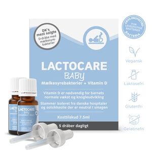 Lactocare Baby 2-pack - D dråber med Mælkesyrebakterier - Baby Mælkesyrebakterier - D vitamin med Mælkesyrebakterier