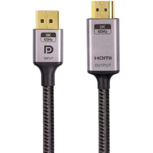 NÖRDIC 2m Displayport 1.4 til HDMI 2.1 8K60Hz 4K120/144Hz Dynamic HDR 32.4Gbps Dolby ATMOS