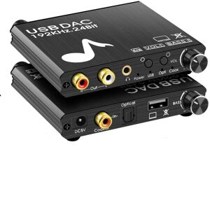 NÖRDIC DAC digital til analog konverter med USB med BASS og volumenkontrol Digital SPDIF Koaksial og USB til Analog L / R og 3,5 mm stereo
