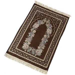 High Discount Islamisk Pilgrimage Blanket Muslim Prayer Mat Letvægt Hoteller i nærheden af Thin Carpet Islam Eid Ramadan Gave Mørk brun_70cm*110c m