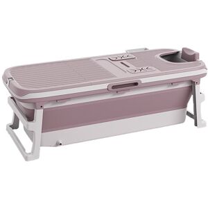 Tubfamily - Foldebadekar til voksne - rosa med låg og termometer - 132cm