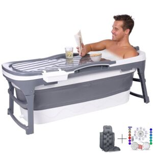 Hello Bath HelloBath® sammenklappeligt badekar - 143 cm lang - Badespand - Oliver  - Ekstra lang - Inkl. Badepude, undervandslampe og opbevaringsbetræk