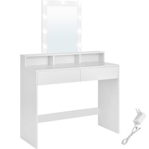 VASAGLE Toiletbord, LED-lys med justerbar lysstyrke, Makeup Station, Moderne, Hvid