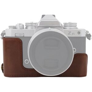 Shoppo Marte 1/4 inch Thread PU Leather Camera Half Case Base for Nikon Z fc (Coffee)