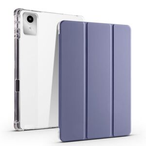 My Store For Lenovo Tab M11 / Xiaoxin Pad 11 2024 3-fold Clear TPU Leather Tablet Case with Pen Slot(Lavender)