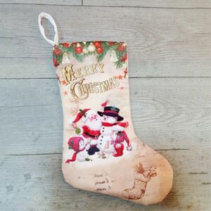 MTK Sock Gift Bag Christmas Tree Ornaments - Snowman and Santa Claus