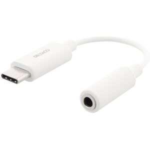 Deltaco USB-C to 3.5 mm female, 11 cm, retail package, active, white