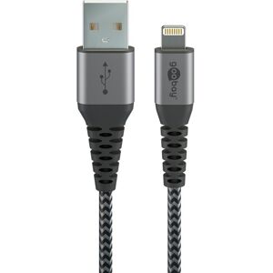 Goobay Lightning USB-A tekstilkabel med metalstik, 1 m