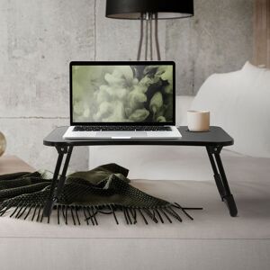 ECD-Germany ML-Design Laptoptabel til sengen/sofaen; Sort 60x40 cm; Foldbar sengbord; Notebook-tabel med 4 USB-opladningsporte; Skuffe; USB-lampe; Ventilator;