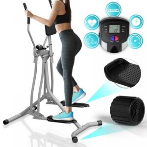 Physionics - Crosstrainer med LCD-skærm - Pulsmonitor - Hjemmegym - Sølv - 97 x 60 x 145 cm