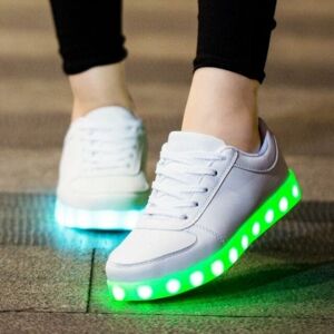 Teknikproffset LED Sneakers med snøre, str. 35, Hvid