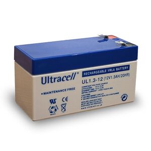 Ultracell Blybatteri 12 V, 1,3 Ah (UL1.3-12) Faston (4.8mm) Blybatteri, VdS