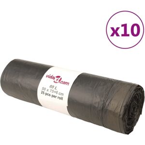 vidaXL affaldsposer med lukkesnor 250 stk. 60 l sort