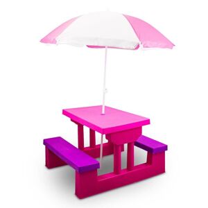 b2m Havebænk med paraply til børn PINK bord til let leg