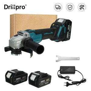 Drillpro 125mm 18V ledningsfri børsteløs vinkelsliber 800W vinkelsliber med oplader og 2 batterier